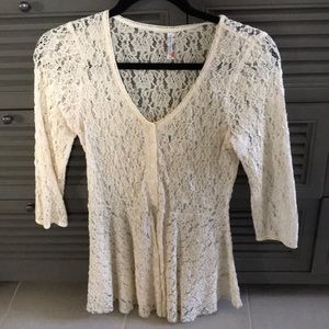 Free people lace peplum style top in cream